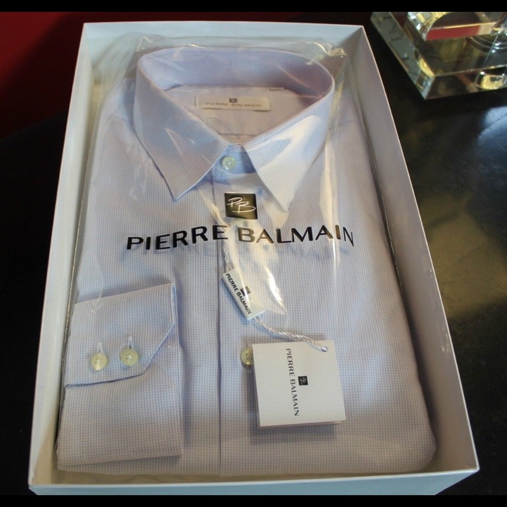 Pierre BALMAIN dress Shirt NIB 43 17 Slim Fit XL